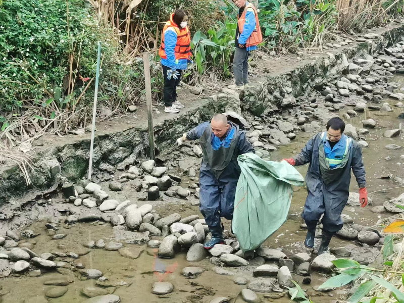 2024年荔灣區(qū)開(kāi)展水塘河道清淤行動(dòng) ，圖為西村街干部群眾清除河道兩旁的雜草、垃圾.jpg